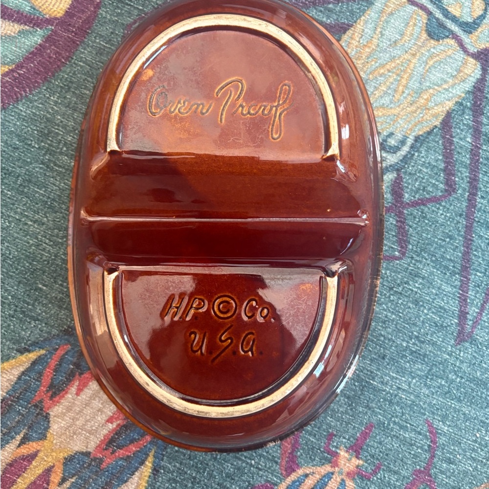 Vintage Hull Brown Drip Divided Serving Dish - Picture 2 of 3